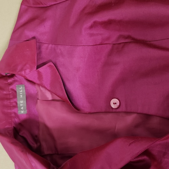 Kate Hill Vibrant Pink Satin Blazer/Shirt 100% Silk - Picture 4 of 9